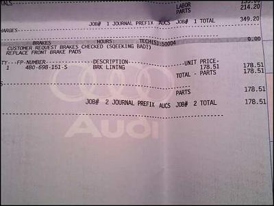 USED OEM Audi C5 A6 2.7 FRONT Brake Pads-sale-oembrakepads-invoice.jpg